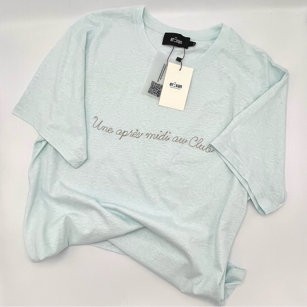 EREVAN Light Blue Men's T-Shirt, 100% cotton, Embroidered, size M, NWT